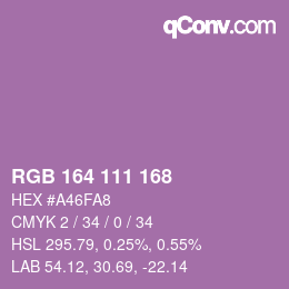 Color code: RGB 164 111 168 | qconv.com