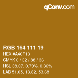 Color code: RGB 164 111 19 | qconv.com
