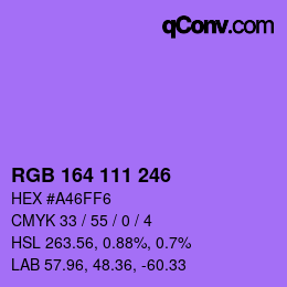 カラーコード: RGB 164 111 246 | qconv.com