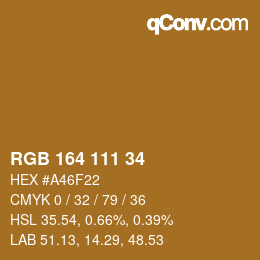 Color code: RGB 164 111 34 | qconv.com