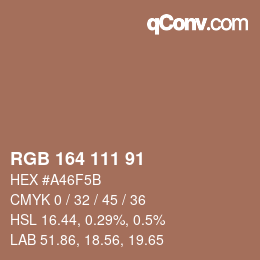 カラーコード: RGB 164 111 91 | qconv.com