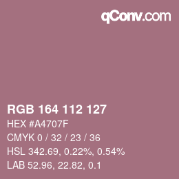 颜色代码: RGB 164 112 127 | qconv.com