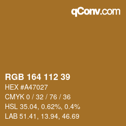 Color code: RGB 164 112 39 | qconv.com