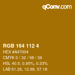 カラーコード: RGB 164 112 4 | qconv.com