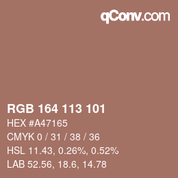 Código de color: RGB 164 113 101 | qconv.com