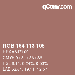Color code: RGB 164 113 105 | qconv.com