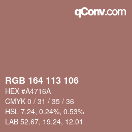 Color code: RGB 164 113 106 | qconv.com