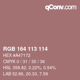 Color code: RGB 164 113 114 | qconv.com