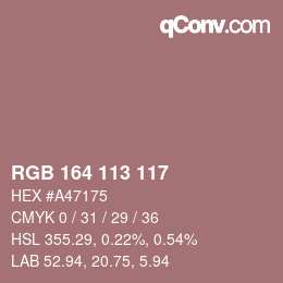 Color code: RGB 164 113 117 | qconv.com