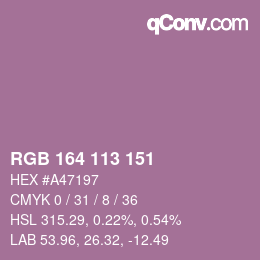 Color code: RGB 164 113 151 | qconv.com