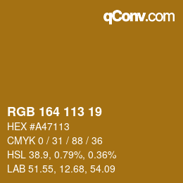 Color code: RGB 164 113 19 | qconv.com