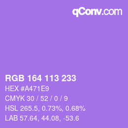 Color code: RGB 164 113 233 | qconv.com
