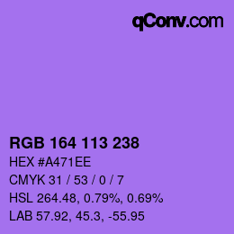 Color code: RGB 164 113 238 | qconv.com