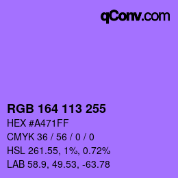 Color code: RGB 164 113 255 | qconv.com