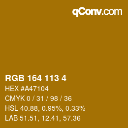 Color code: RGB 164 113 4 | qconv.com