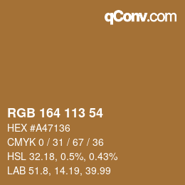 Color code: RGB 164 113 54 | qconv.com