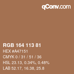 Color code: RGB 164 113 81 | qconv.com