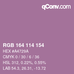 Color code: RGB 164 114 154 | qconv.com
