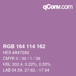 カラーコード: RGB 164 114 162 | qconv.com