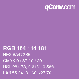 Color code: RGB 164 114 181 | qconv.com