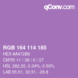 Color code: RGB 164 114 185 | qconv.com