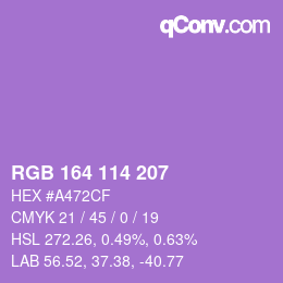 颜色代码: RGB 164 114 207 | qconv.com