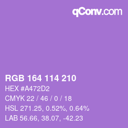 Color code: RGB 164 114 210 | qconv.com