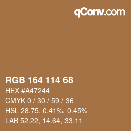 カラーコード: RGB 164 114 68 | qconv.com