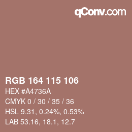 Color code: RGB 164 115 106 | qconv.com