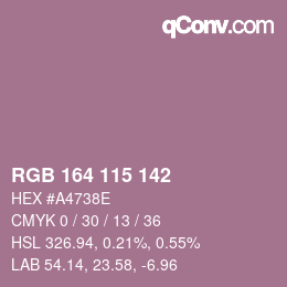 Color code: RGB 164 115 142 | qconv.com
