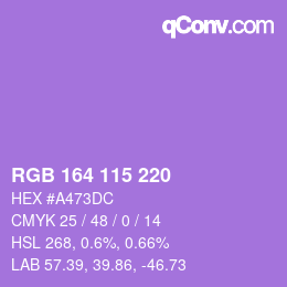 Color code: RGB 164 115 220 | qconv.com