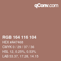 Código de color: RGB 164 116 104 | qconv.com