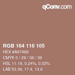 Color code: RGB 164 116 105 | qconv.com