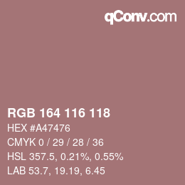 Color code: RGB 164 116 118 | qconv.com