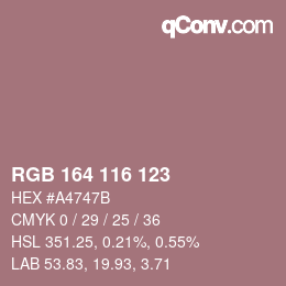 カラーコード: RGB 164 116 123 | qconv.com
