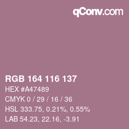 Color code: RGB 164 116 137 | qconv.com