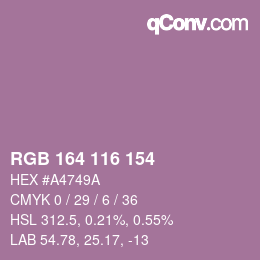 Color code: RGB 164 116 154 | qconv.com