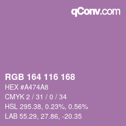 カラーコード: RGB 164 116 168 | qconv.com