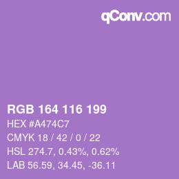 カラーコード: RGB 164 116 199 | qconv.com