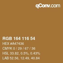 Color code: RGB 164 116 54 | qconv.com