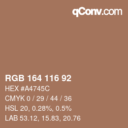 Color code: RGB 164 116 92 | qconv.com