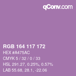 Color code: RGB 164 117 172 | qconv.com