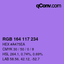 Color code: RGB 164 117 234 | qconv.com