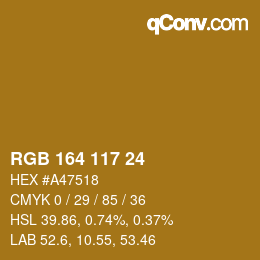 カラーコード: RGB 164 117 24 | qconv.com