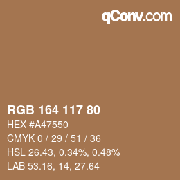 Color code: RGB 164 117 80 | qconv.com