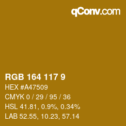 Color code: RGB 164 117 9 | qconv.com