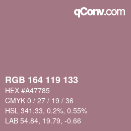 カラーコード: RGB 164 119 133 | qconv.com