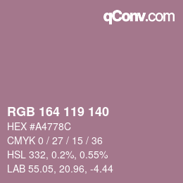 カラーコード: RGB 164 119 140 | qconv.com