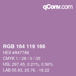 颜色代码: RGB 164 119 166 | qconv.com