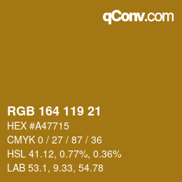 Color code: RGB 164 119 21 | qconv.com